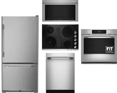 5 Piece Package Includes Refrigerator, Cooktop, Wall Oven, Microwave And Dishwasher
