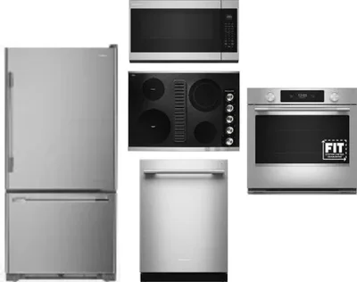 5 Piece Package Includes Refrigerator, Cooktop, Wall Oven, Microwave And Dishwasher
