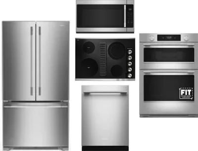 5 Piece Package Includes Refrigerator, Cooktop, Wall Oven, Microwave And Dishwasher