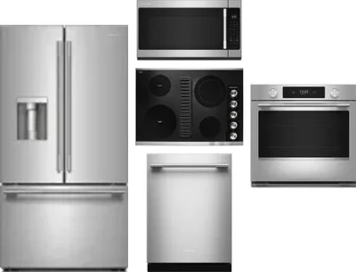 5 Piece Package Includes Refrigerator, Cooktop, Wall Oven, Microwave And Dishwasher