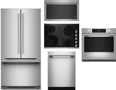 5 Piece Package Includes Refrigerator, Cooktop, Wall Oven, Microwave And Dishwasher