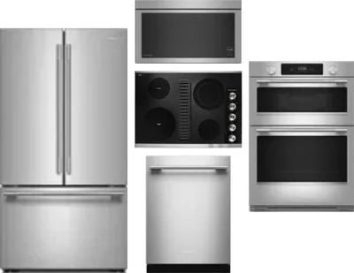 5 Piece Package Includes Refrigerator, Cooktop, Wall Oven, Microwave And Dishwasher