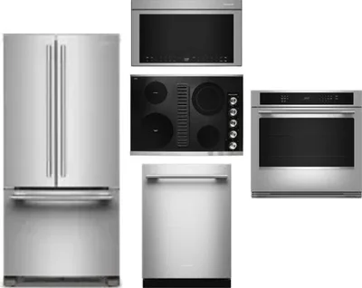 5 Piece Package Includes Refrigerator, Cooktop, Wall Oven, Microwave And Dishwasher