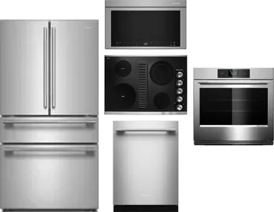 5 Piece Package Includes Refrigerator, Cooktop, Wall Oven, Microwave And Dishwasher