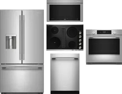 5 Piece Package Includes Refrigerator, Cooktop, Wall Oven, Microwave And Dishwasher