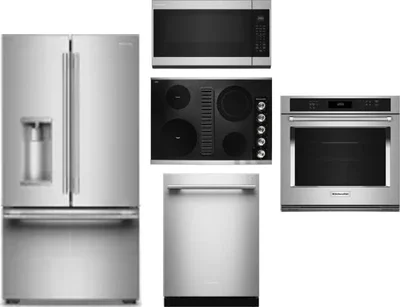 5 Piece Package Includes Refrigerator, Cooktop, Wall Oven, Microwave And Dishwasher