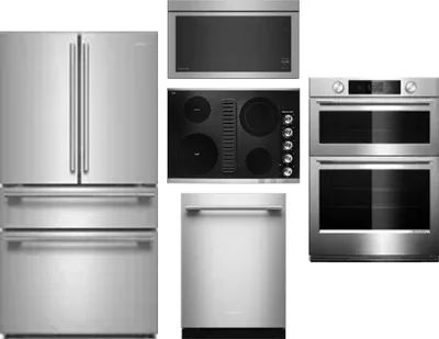 5 Piece Package Includes Refrigerator, Cooktop, Wall Oven, Microwave And Dishwasher