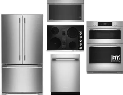 5 Piece Package Includes Refrigerator, Cooktop, Wall Oven, Microwave And Dishwasher