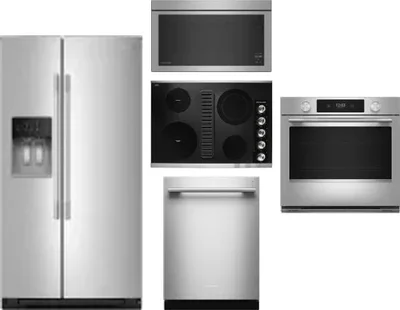 5 Piece Package Includes Refrigerator, Cooktop, Wall Oven, Microwave And Dishwasher