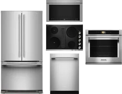 5 Piece Package Includes Refrigerator, Cooktop, Wall Oven, Microwave And Dishwasher