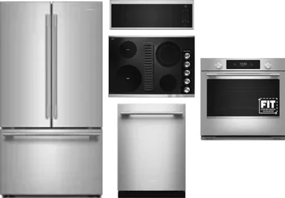 5 Piece Package Includes Refrigerator, Cooktop, Wall Oven, Microwave And Dishwasher