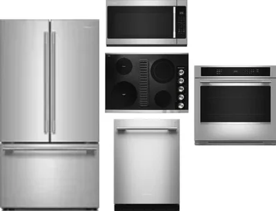 5 Piece Package Includes Refrigerator, Cooktop, Wall Oven, Microwave And Dishwasher