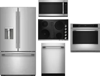 5 Piece Package Includes Refrigerator, Cooktop, Wall Oven, Microwave And Dishwasher