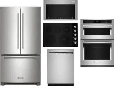 5 Piece Package Includes Refrigerator, Cooktop, Wall Oven, Microwave And Dishwasher