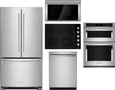 5 Piece Package Includes Refrigerator, Cooktop, Wall Oven, Microwave And Dishwasher