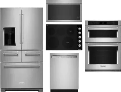 5 Piece Package Includes Refrigerator, Cooktop, Wall Oven, Microwave And Dishwasher