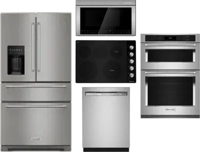 5 Piece Package Includes Refrigerator, Cooktop, Wall Oven, Microwave And Dishwasher
