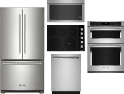 5 Piece Package Includes Refrigerator, Cooktop, Wall Oven, Microwave And Dishwasher