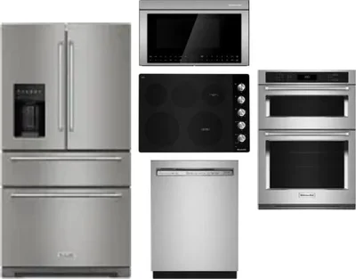 5 Piece Package Includes Refrigerator, Cooktop, Wall Oven, Microwave And Dishwasher