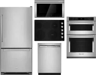 5 Piece Package Includes Refrigerator, Cooktop, Wall Oven, Microwave And Dishwasher