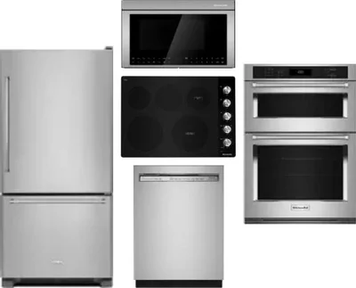5 Piece Package Includes Refrigerator, Cooktop, Wall Oven, Microwave And Dishwasher