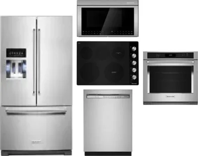 5 Piece Package Includes Refrigerator, Cooktop, Wall Oven, Microwave And Dishwasher