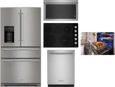 5 Piece Package Includes Refrigerator, Cooktop, Wall Oven, Microwave And Dishwasher
