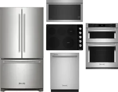 5 Piece Package Includes Refrigerator, Cooktop, Wall Oven, Microwave And Dishwasher