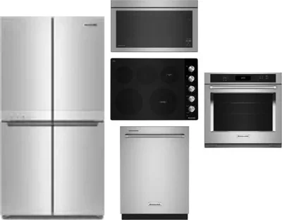 5 Piece Package Includes Refrigerator, Cooktop, Wall Oven, Microwave And Dishwasher