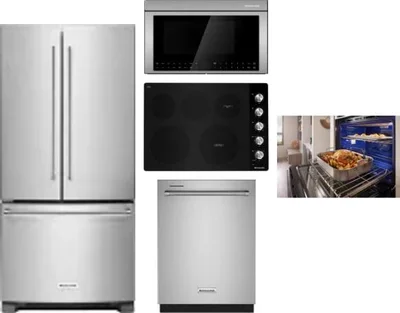 5 Piece Package Includes Refrigerator, Cooktop, Wall Oven, Microwave And Dishwasher