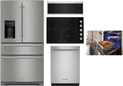 5 Piece Package Includes Refrigerator, Cooktop, Wall Oven, Microwave And Dishwasher