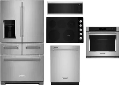 5 Piece Package Includes Refrigerator, Cooktop, Wall Oven, Microwave And Dishwasher