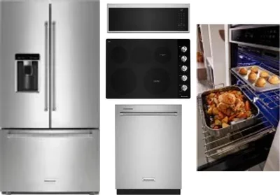 5 Piece Package Includes Refrigerator, Cooktop, Wall Oven, Microwave And Dishwasher