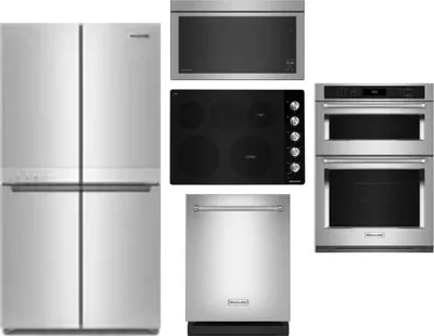 5 Piece Package Includes Refrigerator, Cooktop, Wall Oven, Microwave And Dishwasher