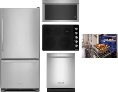 5 Piece Package Includes Refrigerator, Cooktop, Wall Oven, Microwave And Dishwasher
