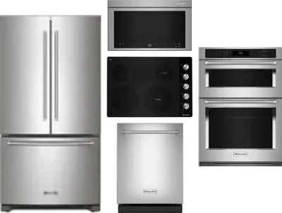 5 Piece Package Includes Refrigerator, Cooktop, Wall Oven, Microwave And Dishwasher