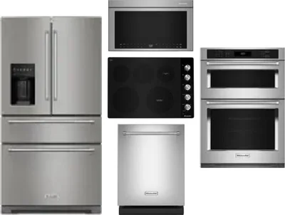 5 Piece Package Includes Refrigerator, Cooktop, Wall Oven, Microwave And Dishwasher