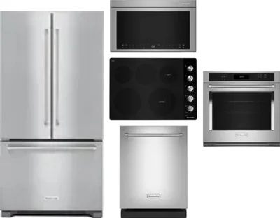 5 Piece Package Includes Refrigerator, Cooktop, Wall Oven, Microwave And Dishwasher