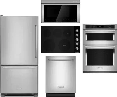 5 Piece Package Includes Refrigerator, Cooktop, Wall Oven, Microwave And Dishwasher