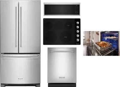 5 Piece Package Includes Refrigerator, Cooktop, Wall Oven, Microwave And Dishwasher
