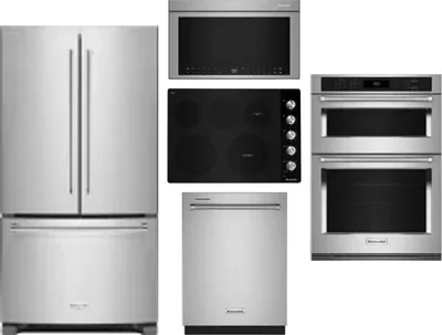 5 Piece Package Includes Refrigerator, Cooktop, Wall Oven, Microwave And Dishwasher