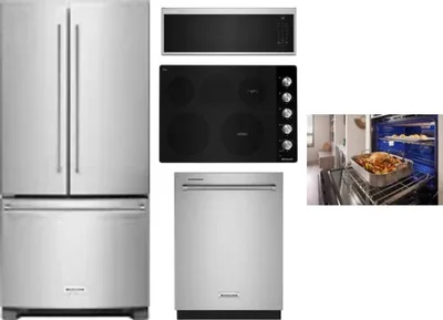 5 Piece Package Includes Refrigerator, Cooktop, Wall Oven, Microwave And Dishwasher