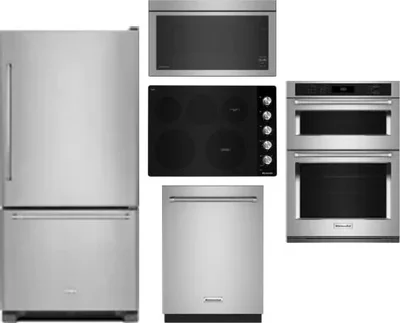 5 Piece Package Includes Refrigerator, Cooktop, Wall Oven, Microwave And Dishwasher