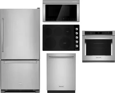 5 Piece Package Includes Refrigerator, Cooktop, Wall Oven, Microwave And Dishwasher