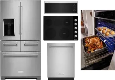 5 Piece Package Includes Refrigerator, Cooktop, Wall Oven, Microwave And Dishwasher