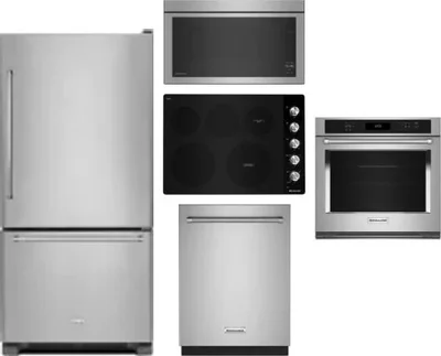 5 Piece Package Includes Refrigerator, Cooktop, Wall Oven, Microwave And Dishwasher