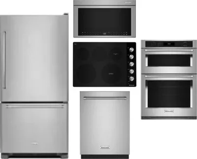 5 Piece Package Includes Refrigerator, Cooktop, Wall Oven, Microwave And Dishwasher