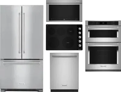5 Piece Package Includes Refrigerator, Cooktop, Wall Oven, Microwave And Dishwasher