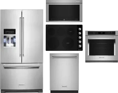 5 Piece Package Includes Refrigerator, Cooktop, Wall Oven, Microwave And Dishwasher