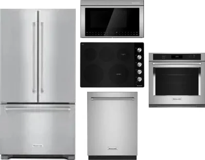 5 Piece Package Includes Refrigerator, Cooktop, Wall Oven, Microwave And Dishwasher